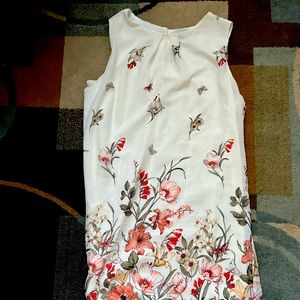 Primark Ladies Off White Floral Belted Dress Sz 12